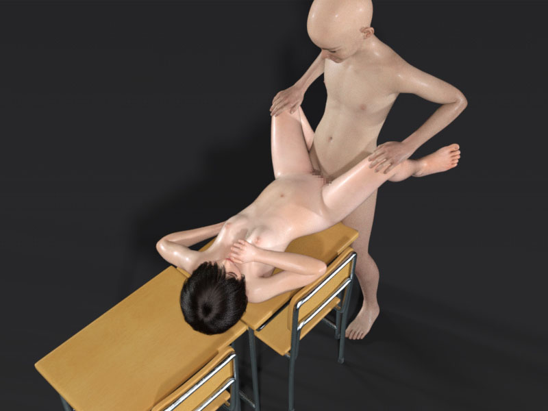 教室の机の上でセックスしているエロポーズ